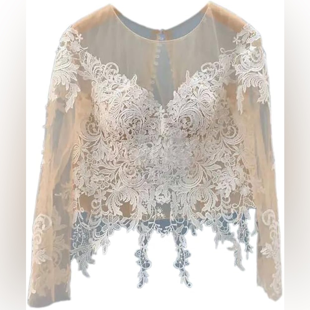 Long Sleeve Wedding Jacket Appliques Bridal
Scoop Bridal Bolero Wedding Lace Top